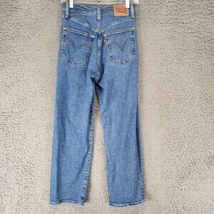 Levis Jeans Womens 27 Blue Ribcage Straight Ankle Stretch Denim Button Fly